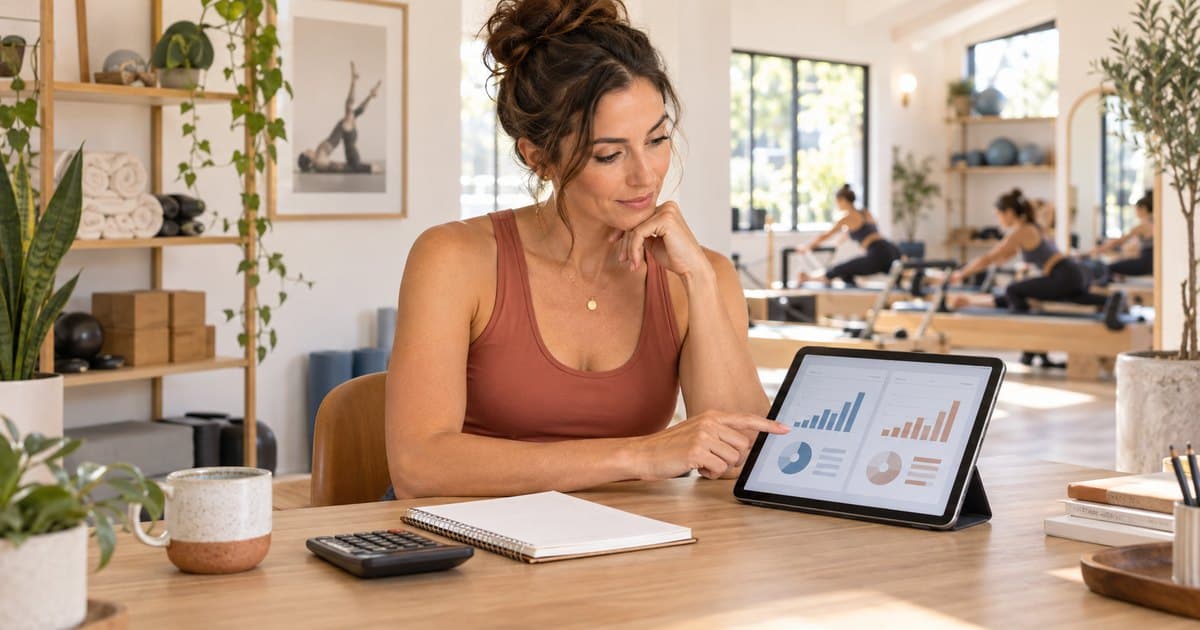 Fitness studio owner comparing payouts from booking platforms.