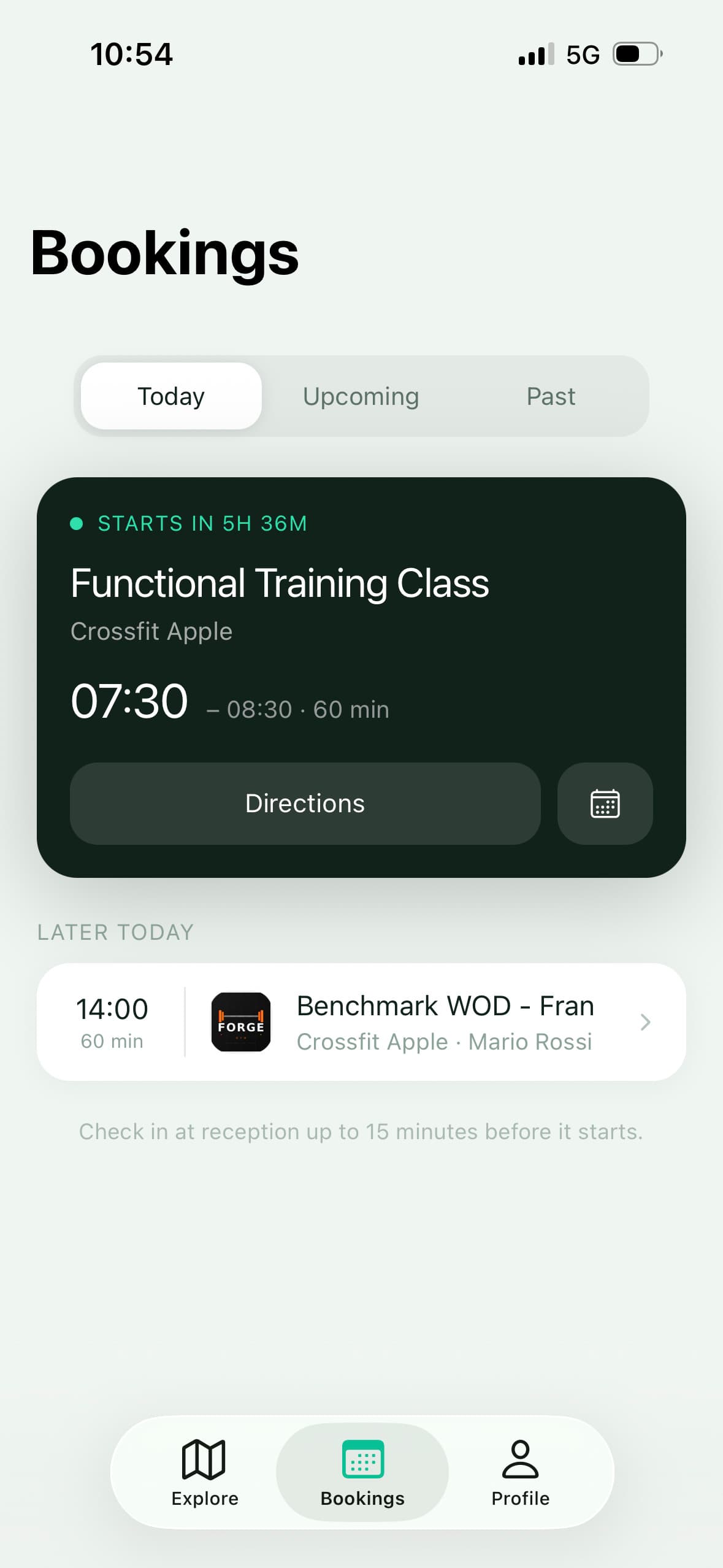 App screenshot: your bookings