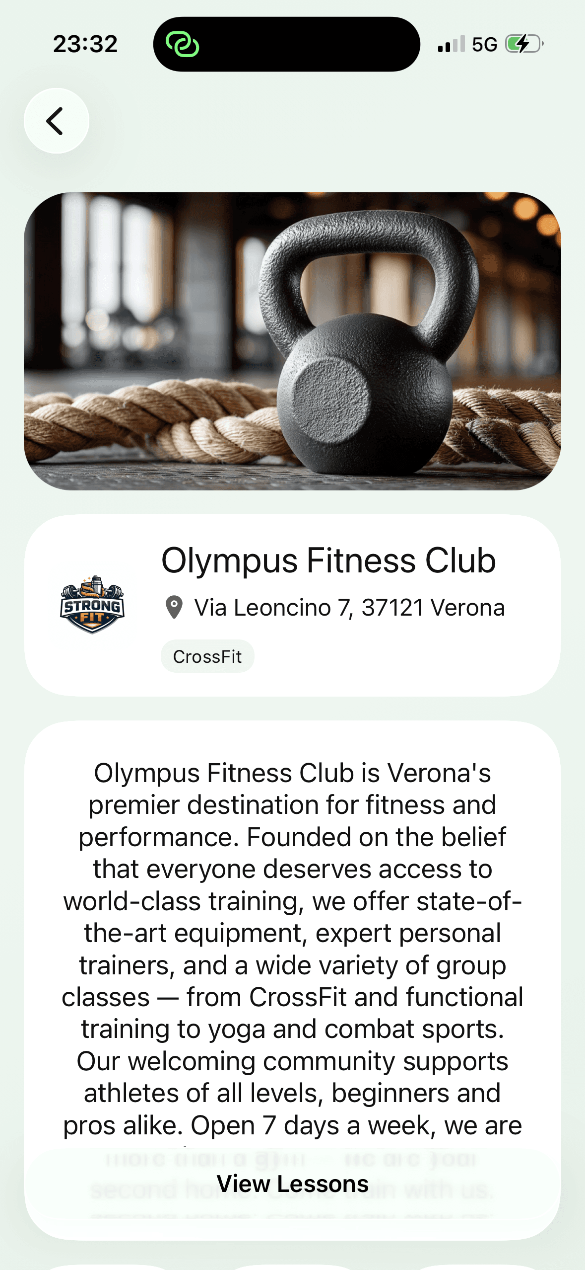 App FlexDropin: scheda di una struttura sportiva