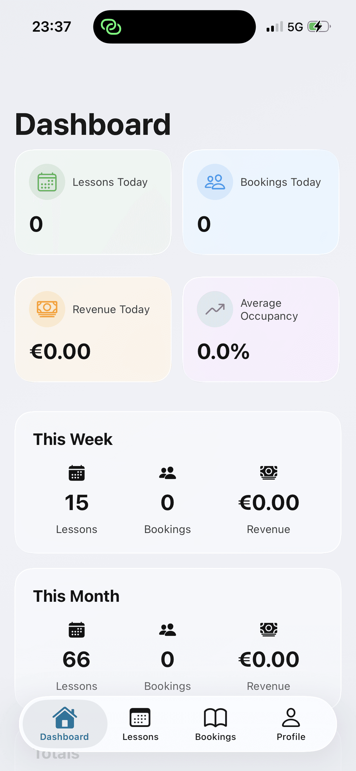 App FlexDropin: dashboard utente con le prenotazioni